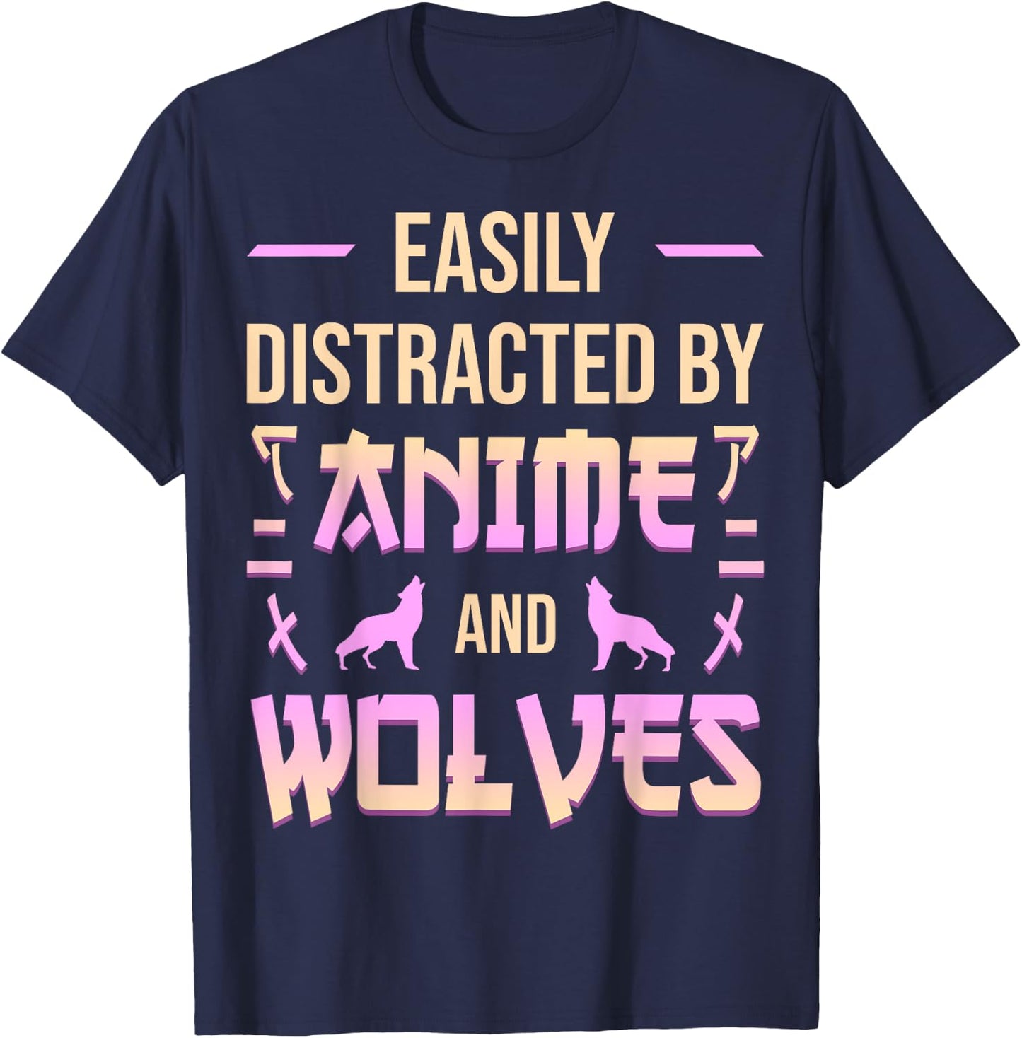Anime And Wolves Kawaii Anime Lover Japanese Otaku Wolf T-Shirt - T-Shirt | Navy