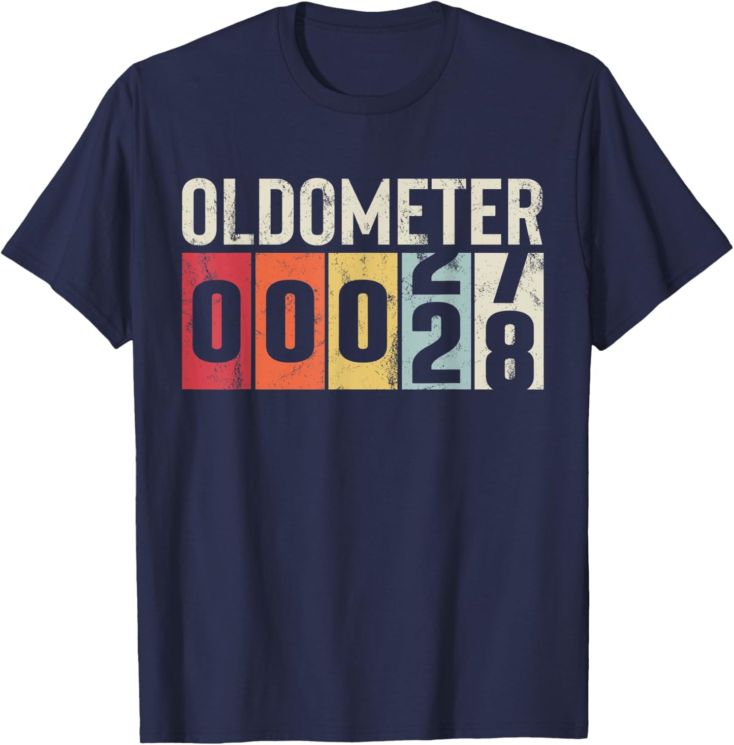 Funny 28 Years Old Oldometer Vintage 28th Birthday Odometer T-Shirt - T-Shirt | Navy