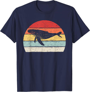 Vintage Retro Humpback Whale T-Shirt - T-Shirt | Navy