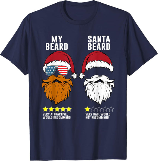 Bearded Man better than Santa Claus. Respect The Beard T-Shirt - T-Shirt | Navy