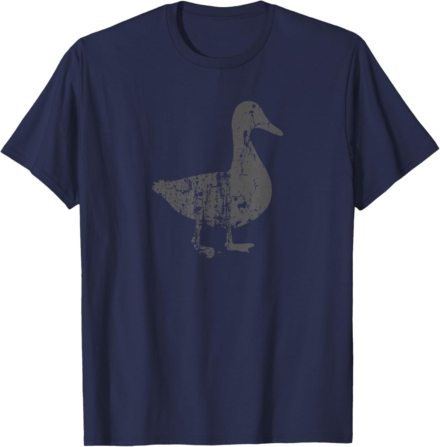 Duck Vintage Design - Distressed Duck Print T-Shirt - T-Shirt | Navy