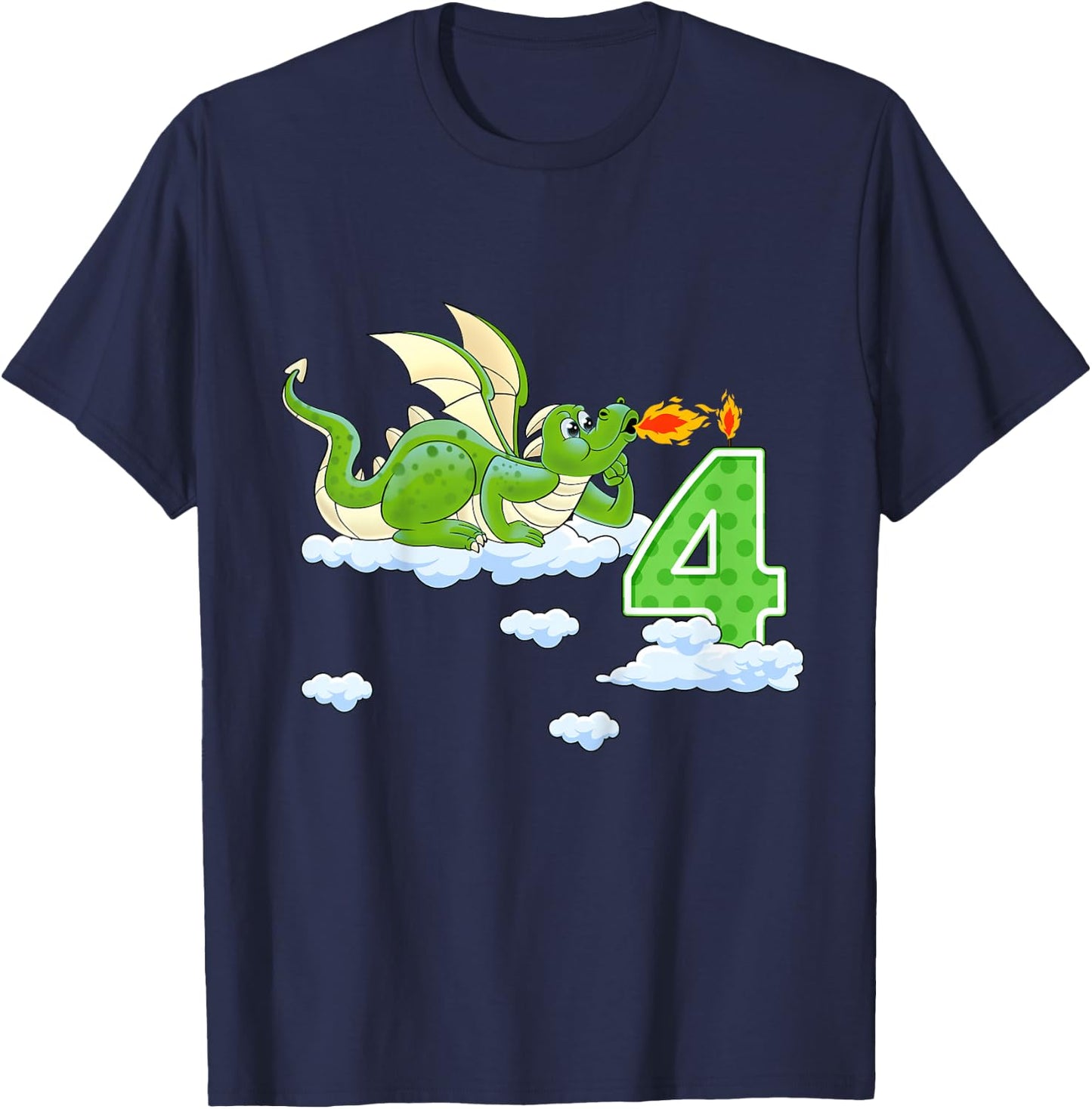Kids Dragon 4 Year Old Birthday Outfit Boy Knight 4th Birthday T-Shirt - T-Shirt | Navy