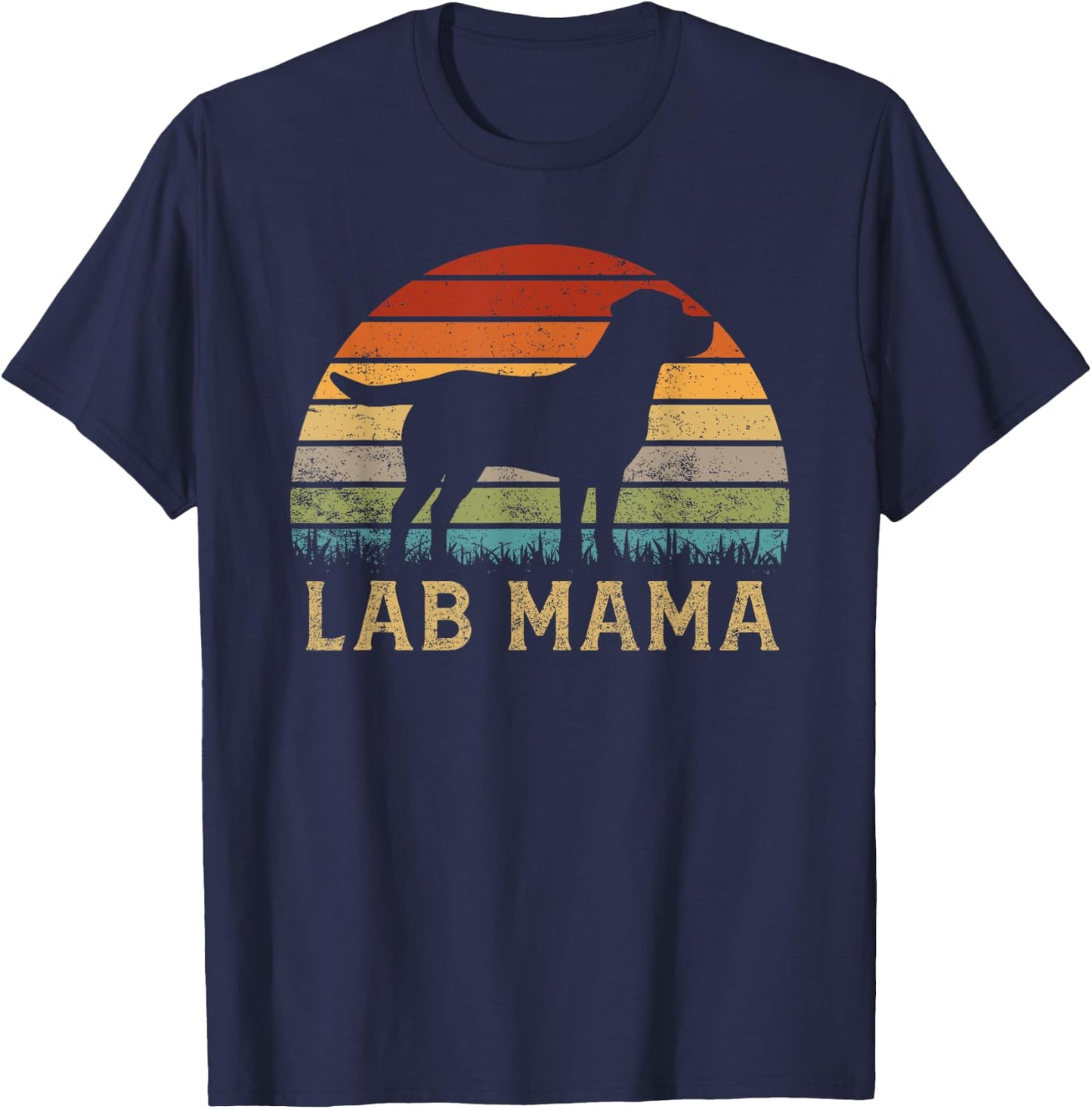 Lab Mama Retro Labrador Retriever Lover Vintage Dog Lab Mom T-Shirt - T-Shirt | Navy