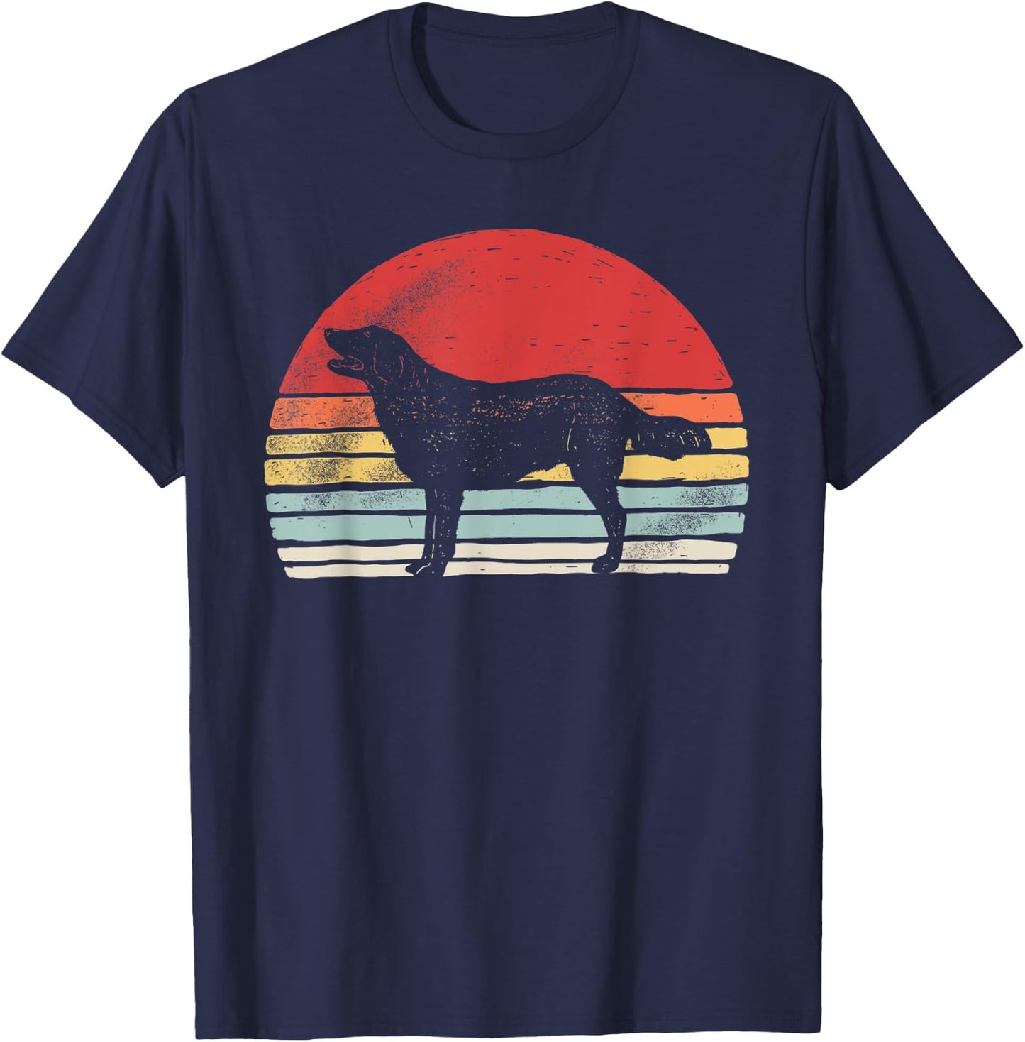 Vintage Retro Flat Coat Retriever Dog Breed Men Women Kids T-Shirt - T-Shirt | Navy