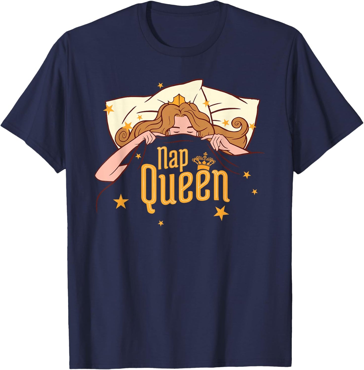 Nap Queen Shirt, Napping Sleeping Gift Women Girls Graphic T-Shirt - T-Shirt | Navy