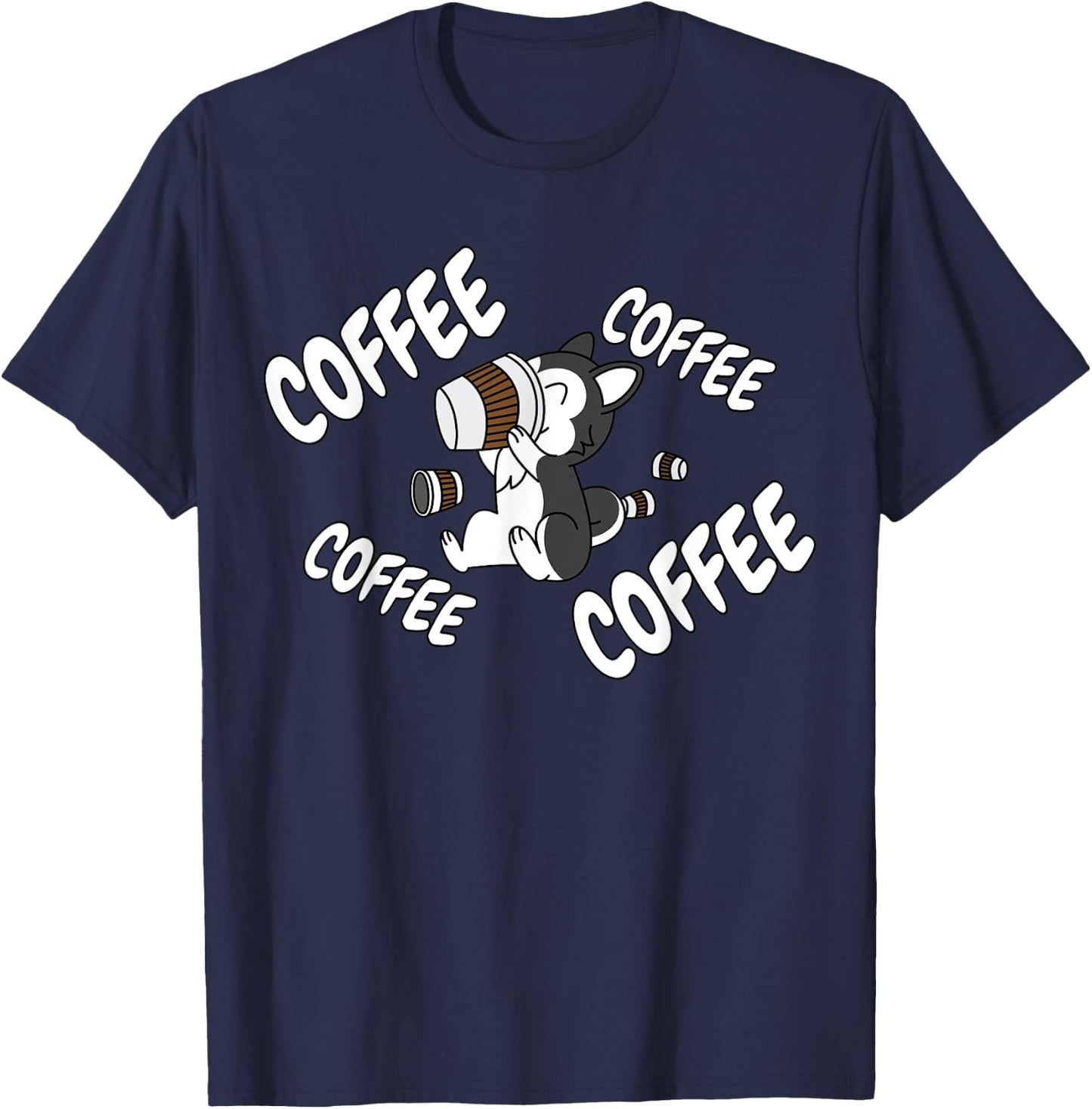 Coffee Husky Dog Women T-Shirt - T-Shirt | Navy