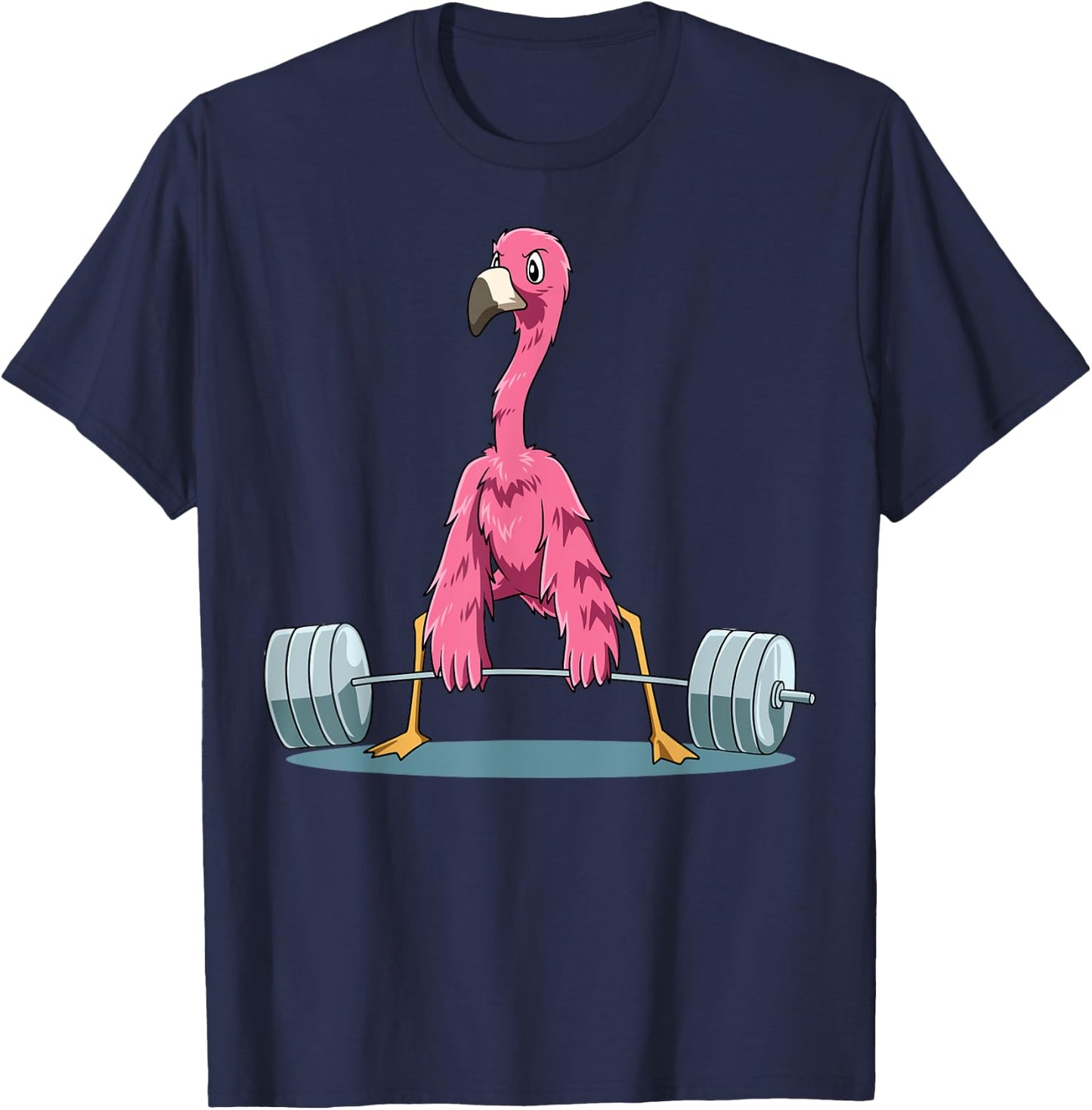 Weightlifting Flamingo Deadlifting Flamingo Powerlifting Gym T-Shirt - T-Shirt | Navy
