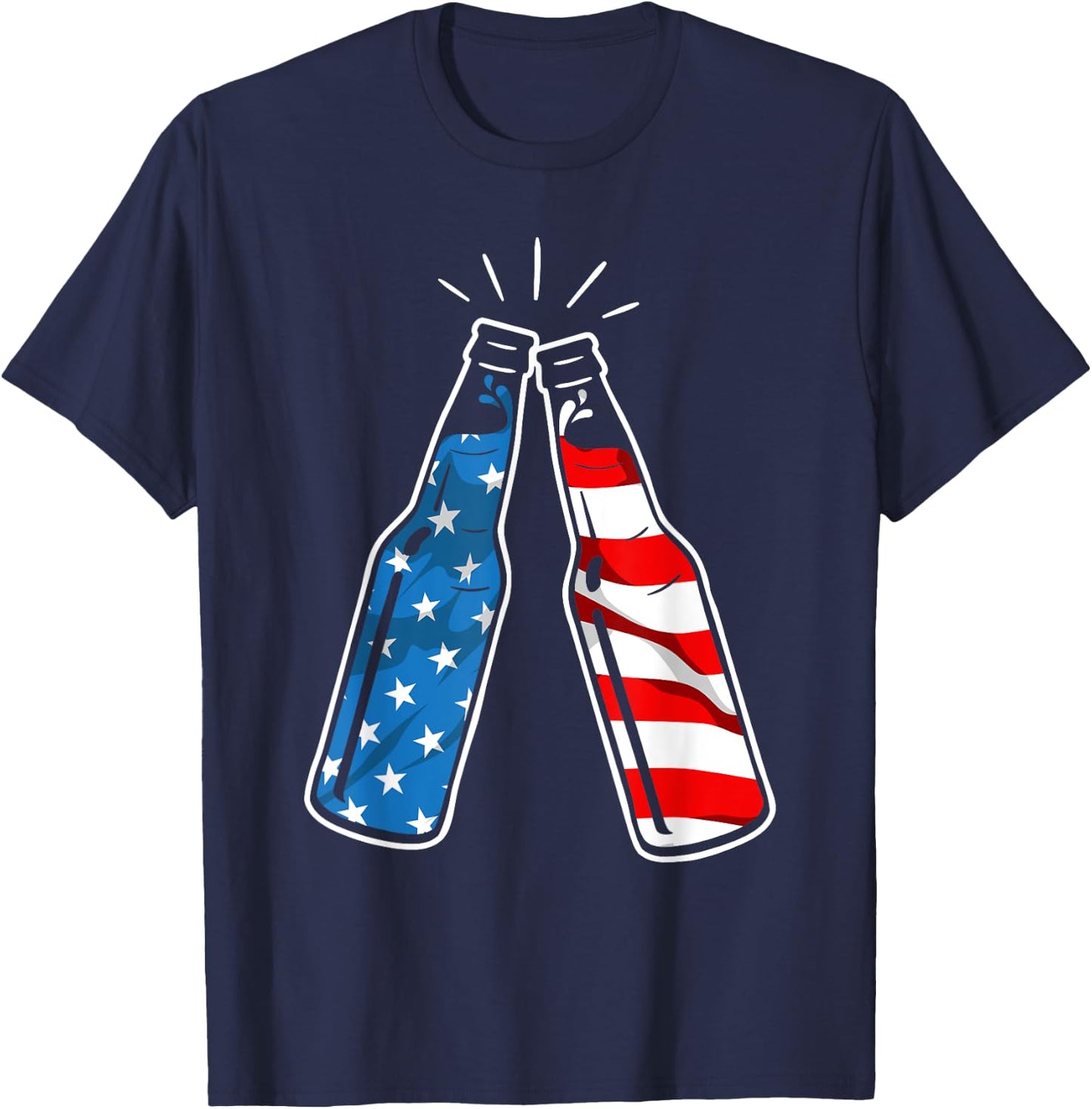 4th Of July Patriotic American Flag Beer Drinking Alcohol Women Men T-Shirt - T-Shirt | Navy