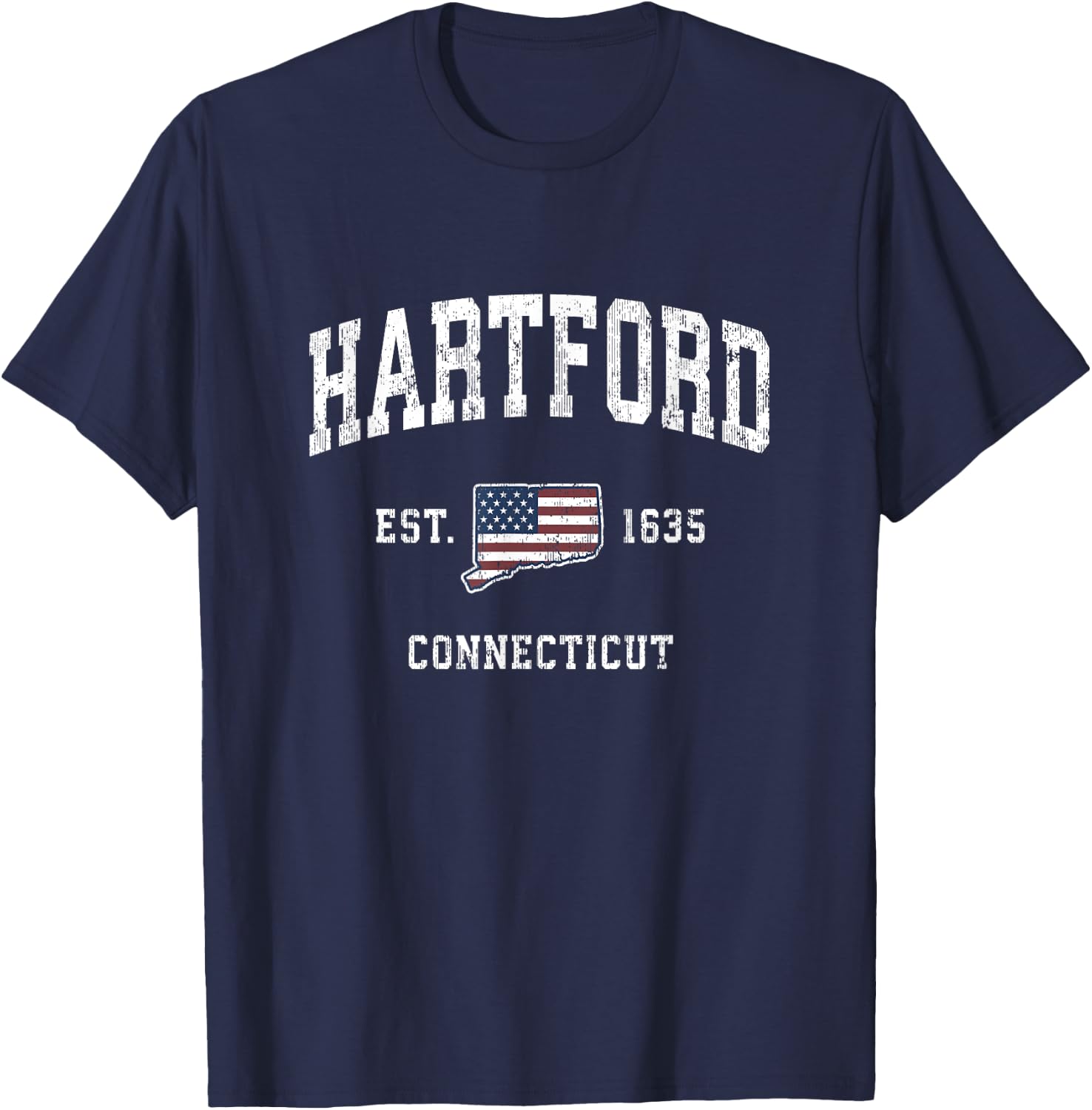 Hartford Connecticut CT Vintage American Flag Sports Design T-Shirt - T-Shirt | Navy