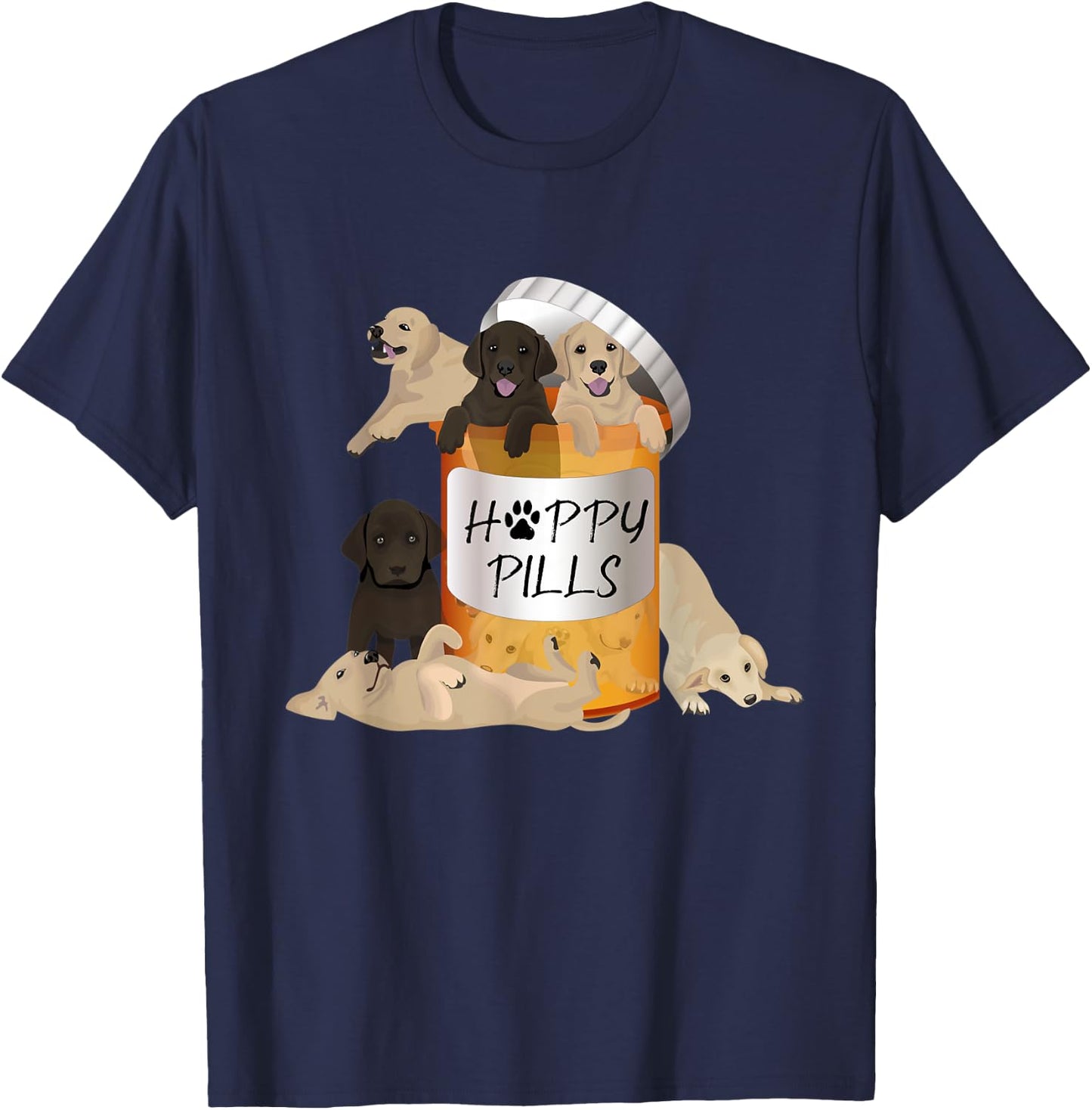 Gift Labrador Retriever Owner Happy Pills Antidepressant T-Shirt - T-Shirt | Navy