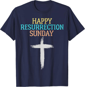 Happy Resurrection Sunday - Easter Jesus Christian Church T-Shirt - T-Shirt | Navy