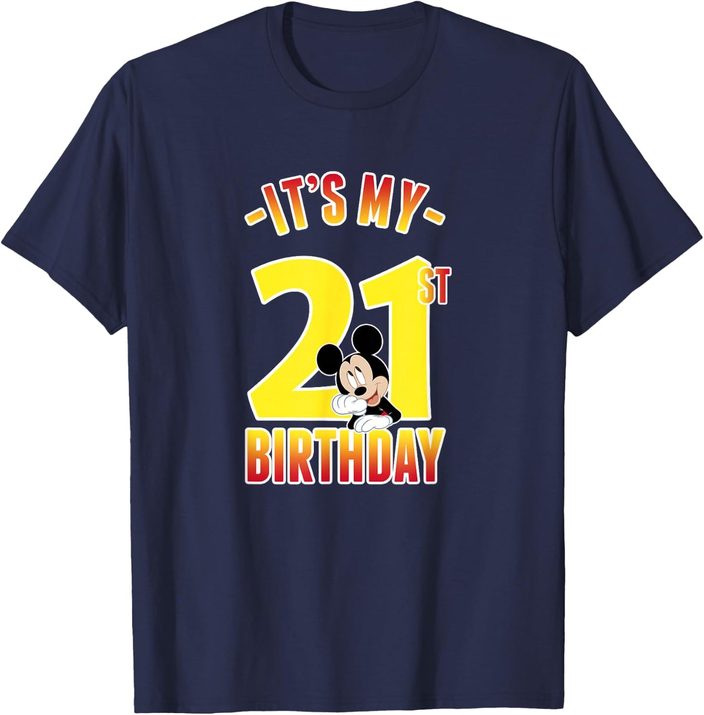 Disney Mickey Mouse It's My 21st Birthday Gradient Portrait T-Shirt - T-Shirt | Navy