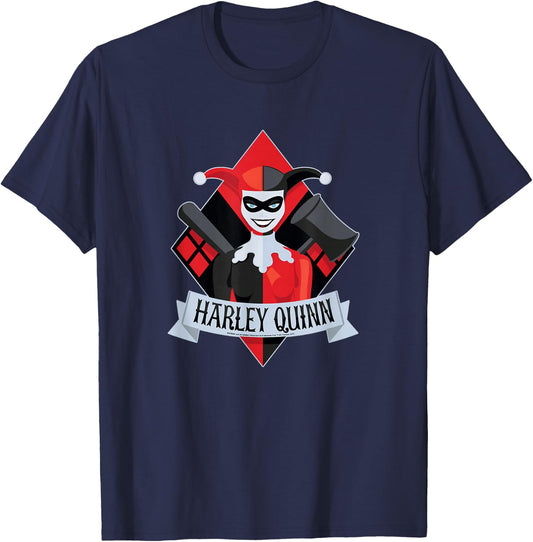 DC Comics Harley Quinn Diamond Portrait T-Shirt - T-Shirt | Navy