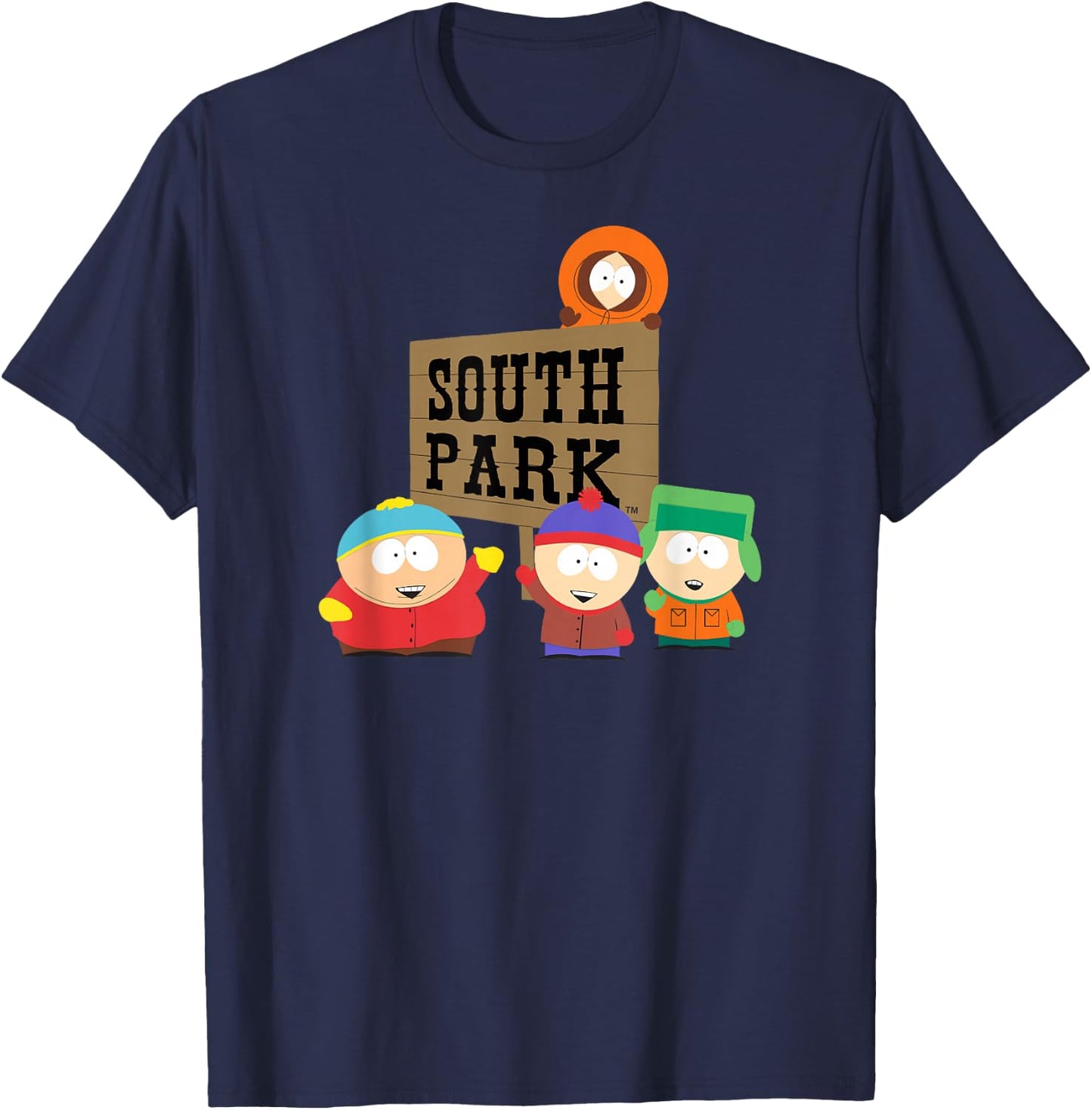 South Park Gang with Sign T-Shirt - T-Shirt | Navy