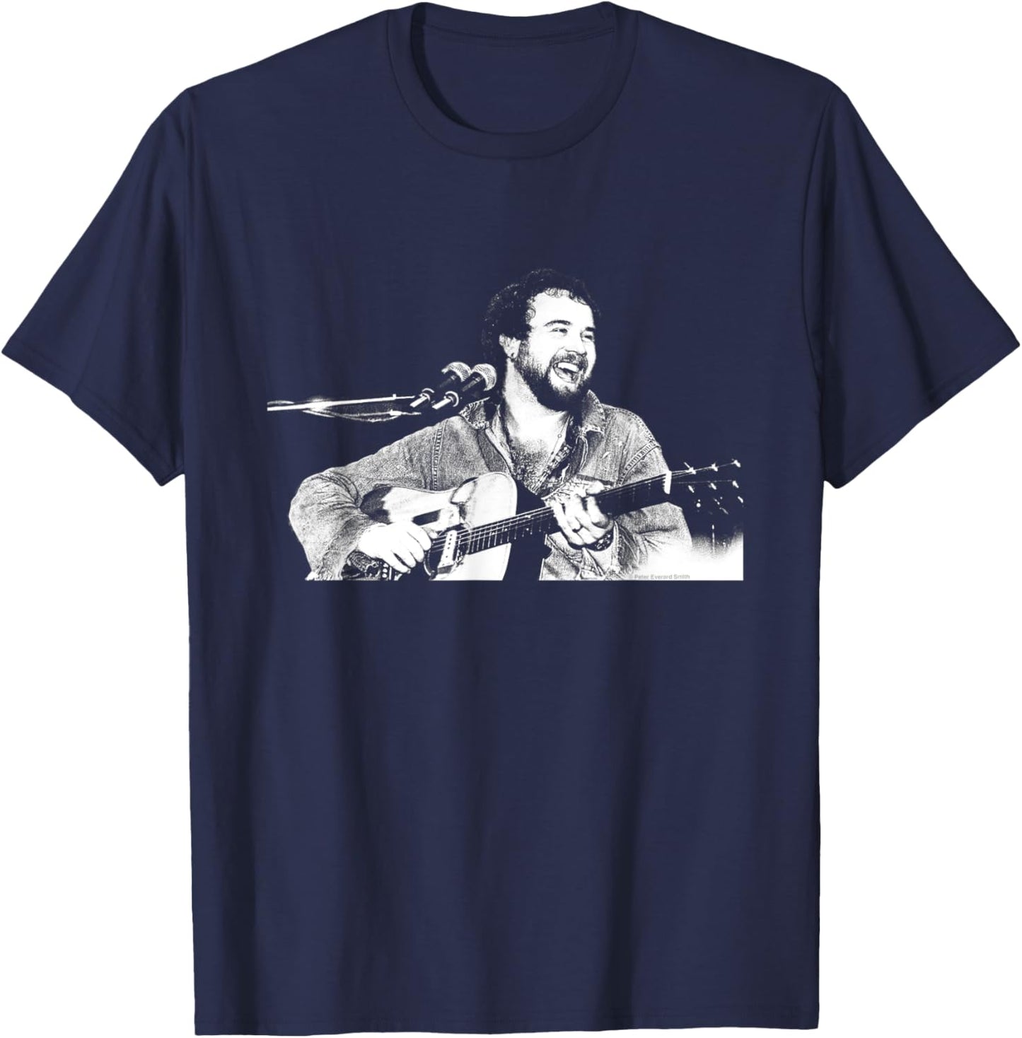John Martyn Live Black And White By Everard Smith T-Shirt - T-Shirt | Navy