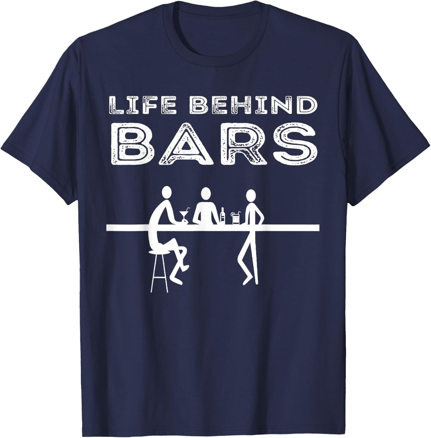 Life Behind Bars Bartender T-Shirt - T-Shirt | Navy