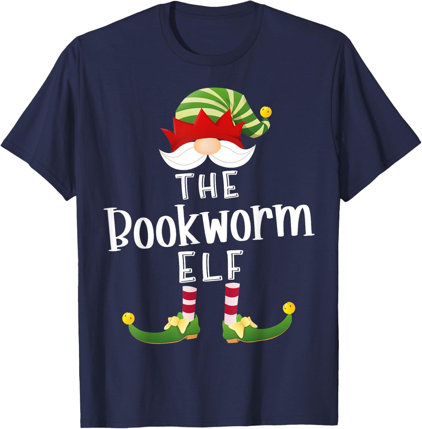 Bookworm Elf Group Christmas Funny Pajama Party T-Shirt - T-Shirt | Navy
