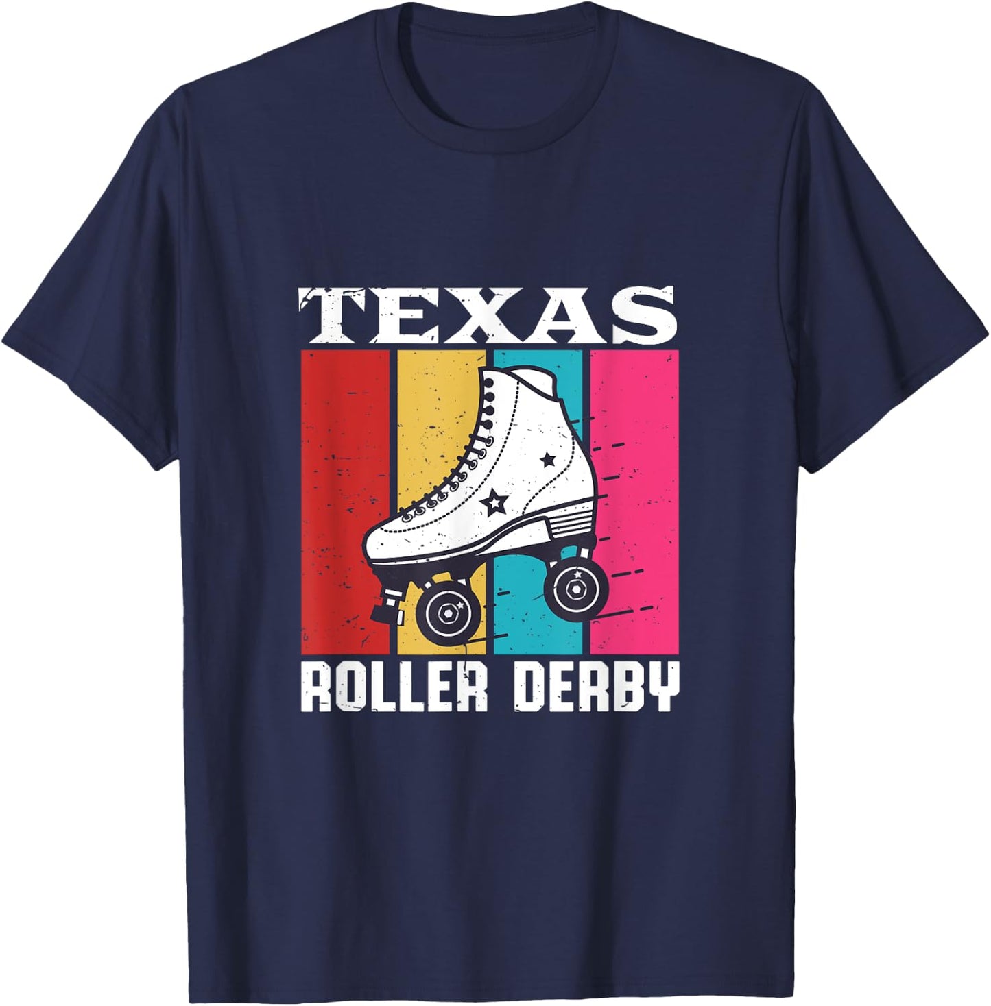 Vintage Retro Texas Roller Derby Women Roller Skating T-Shirt - T-Shirt | Navy