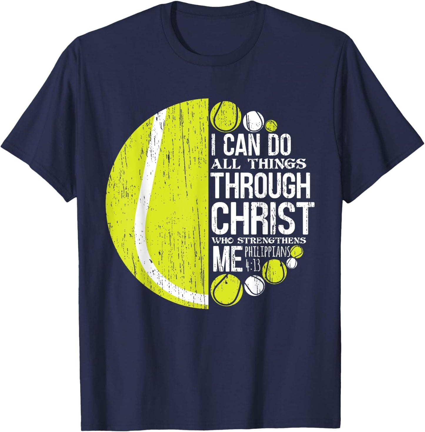 Christian Tennis Philippians 4:13 Gift Women Kids T-Shirt - T-Shirt | Navy