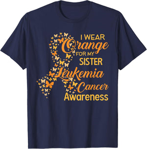 I wear Orange for my Sister Leukemia Cancer Awareness T-Shirt - T-Shirt | Navy