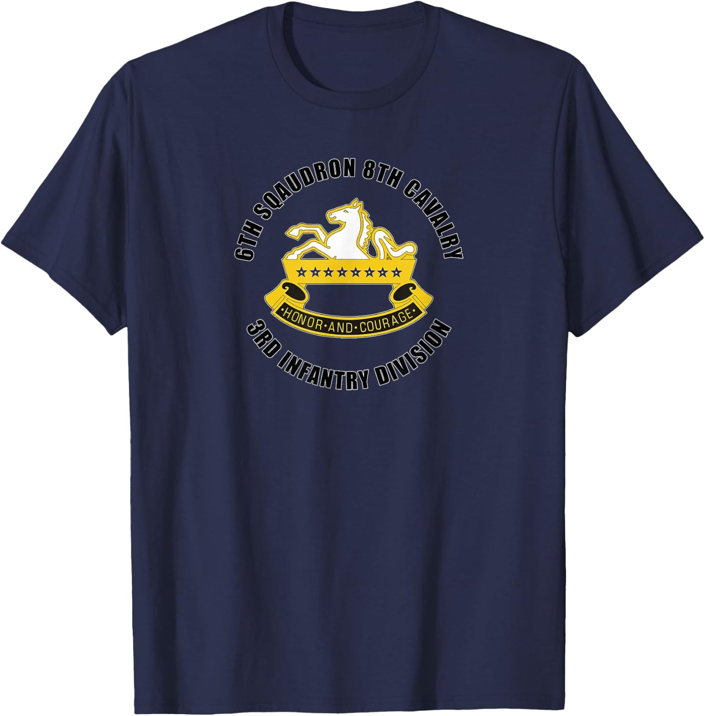 6th Squadron 8th Cavalry 3rd Infantry Division Veteran Gift T-Shirt - T-Shirt | Navy