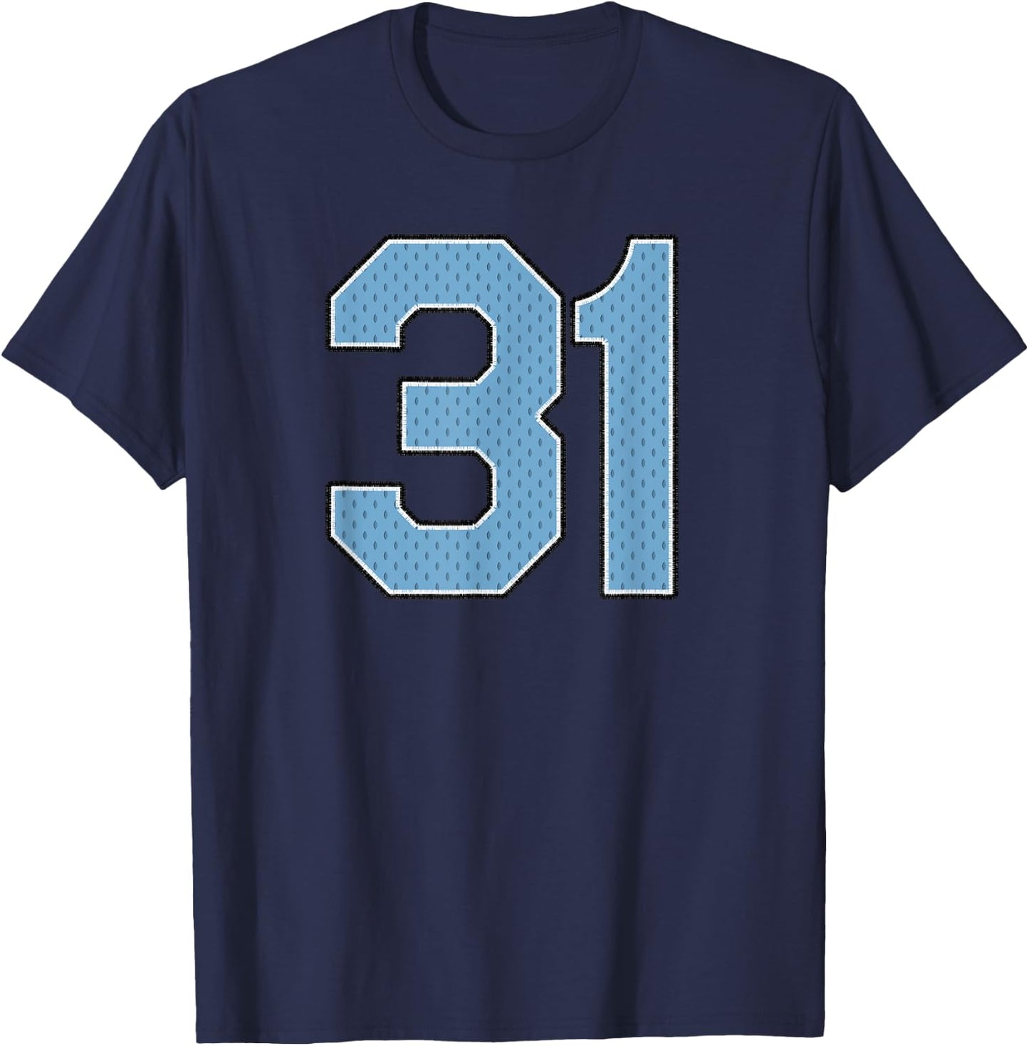 Sports Jersey Player Supporter Light Blue Number 31 T-Shirt - T-Shirt | Navy