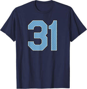 Sports Jersey Player Supporter Light Blue Number 31 T-Shirt - T-Shirt | Navy