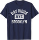 Bay Ridge Brooklyn NYC Gym Style Distressed White Print T-Shirt - T-Shirt | Navy