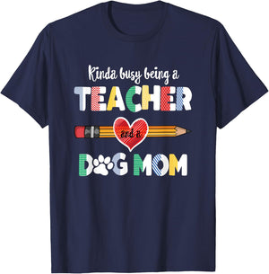 Funny Mothers day for teacher dog lover, Dog Mom Teacher T-Shirt - T-Shirt | Navy