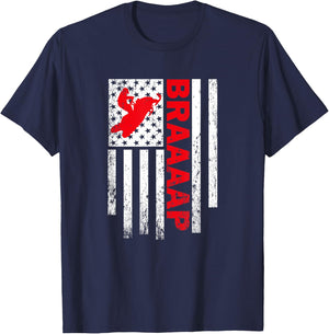 Funny American Flag Snowmobile Braaap T-Shirt - T-Shirt | Navy