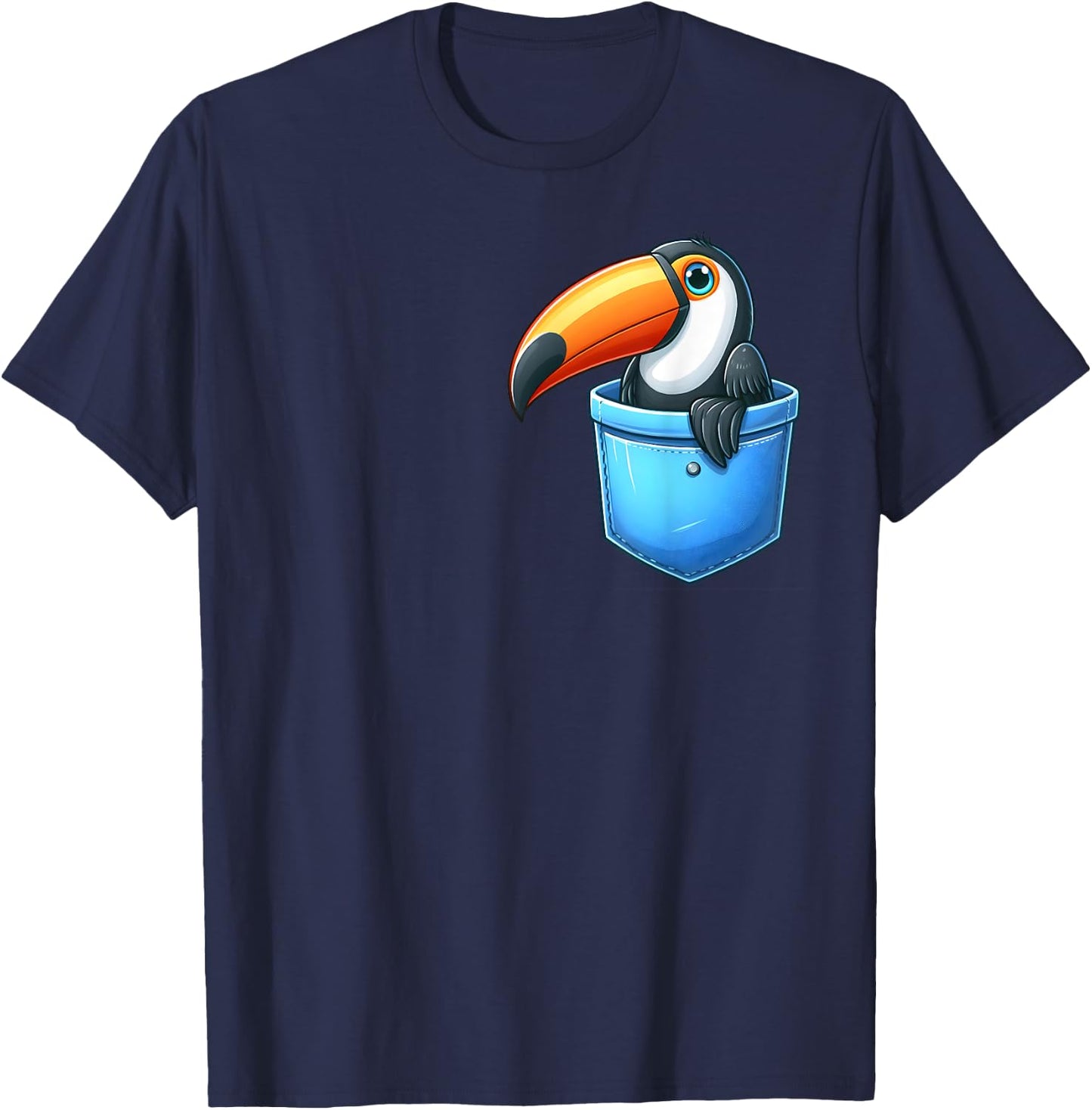 Adorable Toucan in Pocket for Kids, Boys, Girls, Women T-Shirt - T-Shirt | Navy