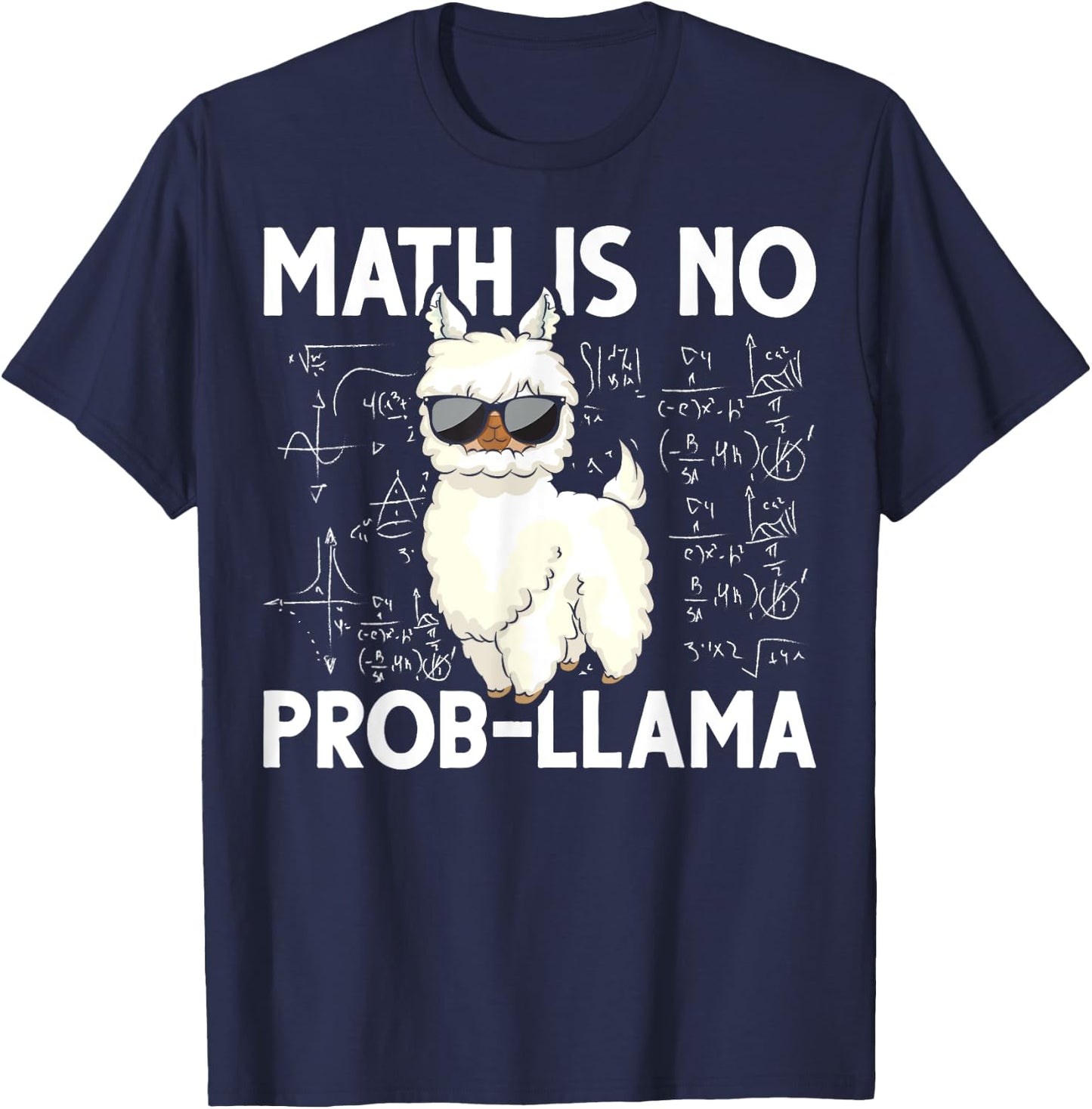 Funny Math Nerd Geek Llama Animal Alpaca Mathematician Math T-Shirt - T-Shirt | Navy