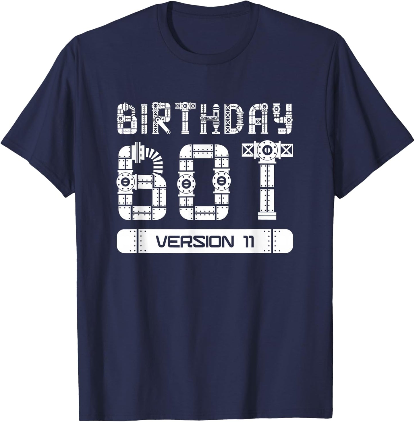 11 Year Old 11th Birthday Bot Version 11 | Robot Birthday T-Shirt - T-Shirt | Navy