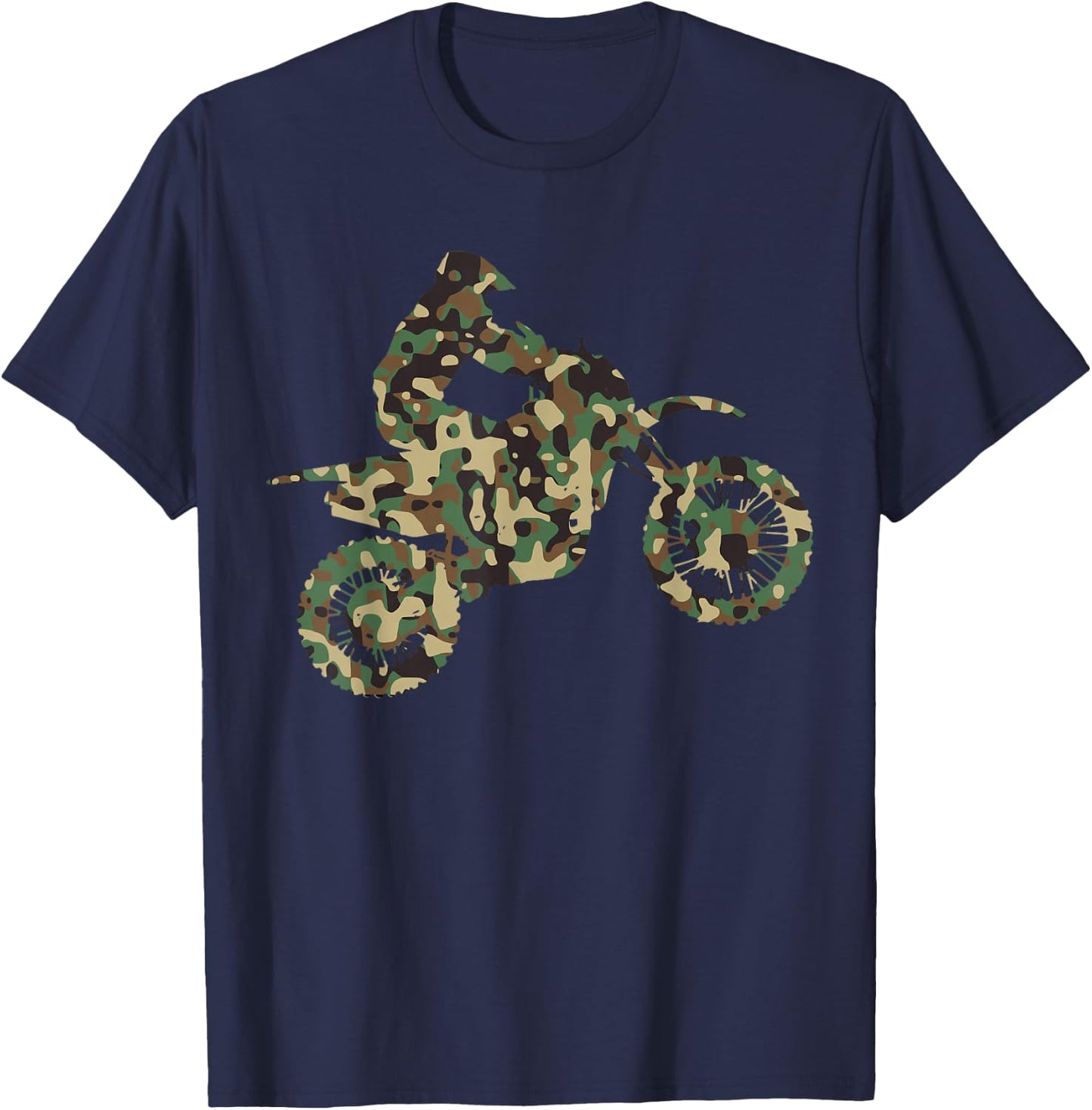Motocross MX Enduro Motorcycle Camouflage Gift T-Shirt - T-Shirt | Navy