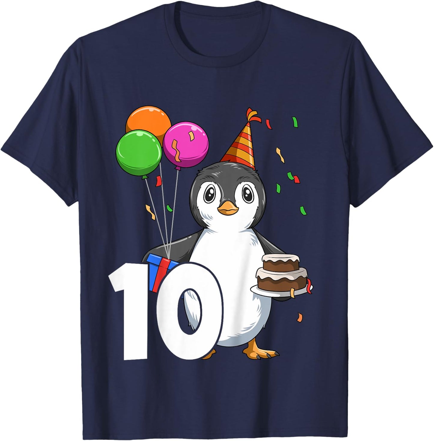 Penguin Birthday 10 Penguin 10th Birthday Penguin Party 10th T-Shirt - T-Shirt | Navy