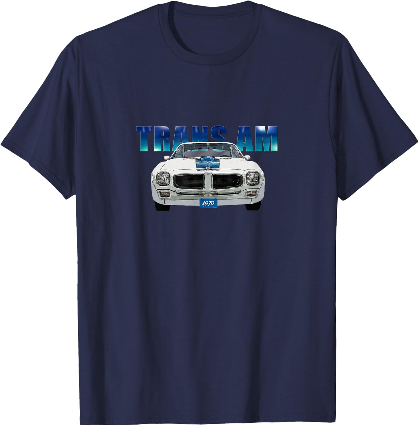 Vintage 1970 Trans Am, White, American Classic, Blue Wrap T-Shirt - T-Shirt | Navy