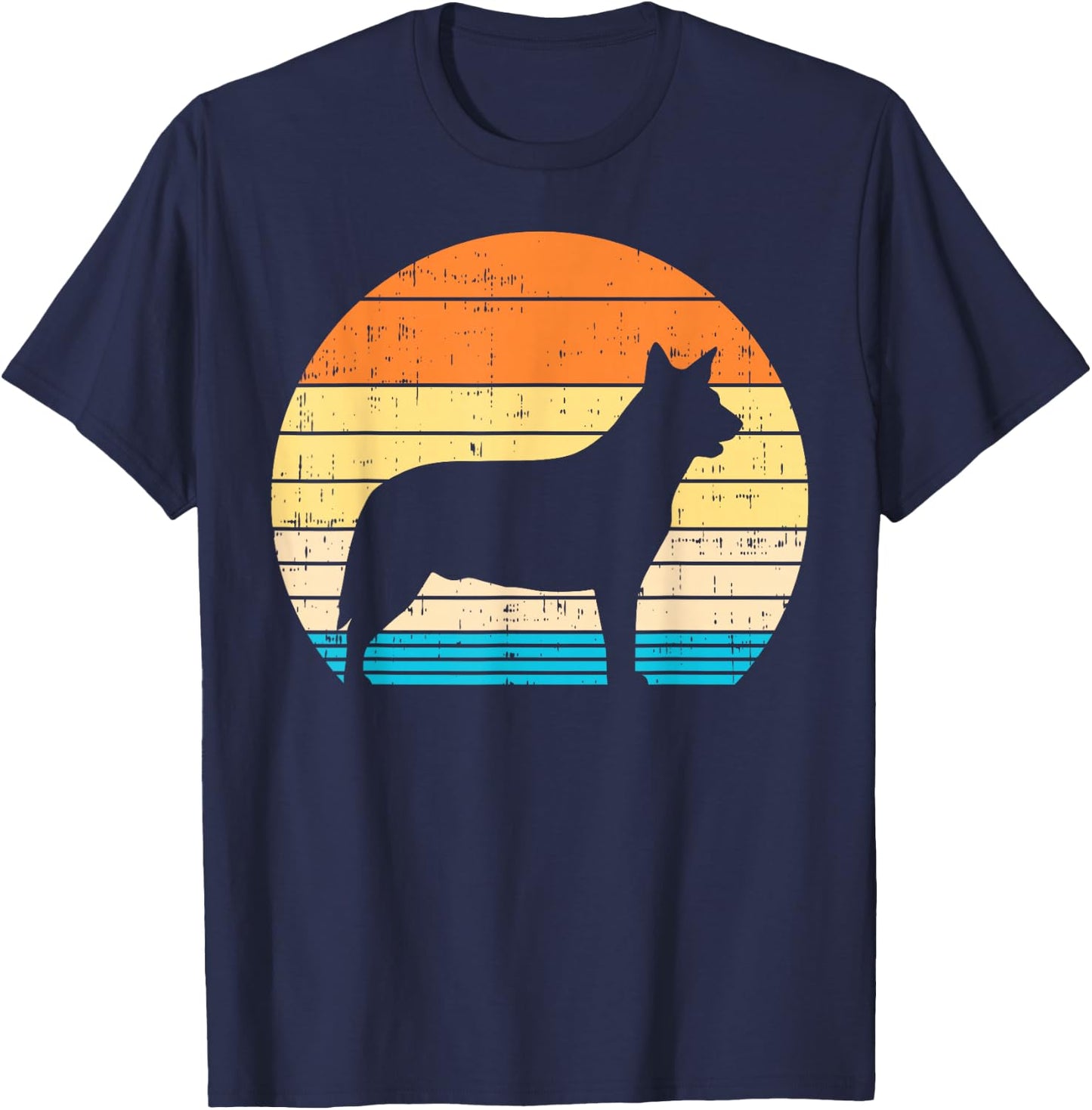 Heeler Australian Cattle Dog Retro Blue Red Animal Pet Gift T-Shirt - T-Shirt | Navy