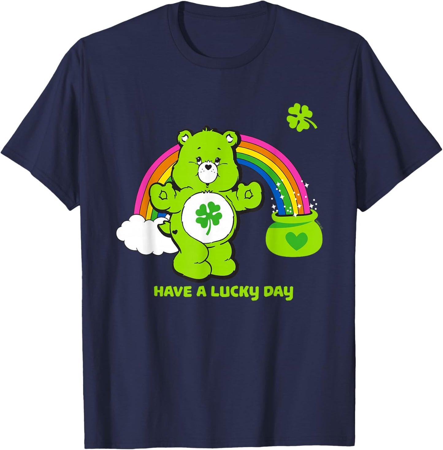 Care Bears Have a Lucky Day St. Patrick's Rainbow Cartoon T-Shirt - T-Shirt | Navy