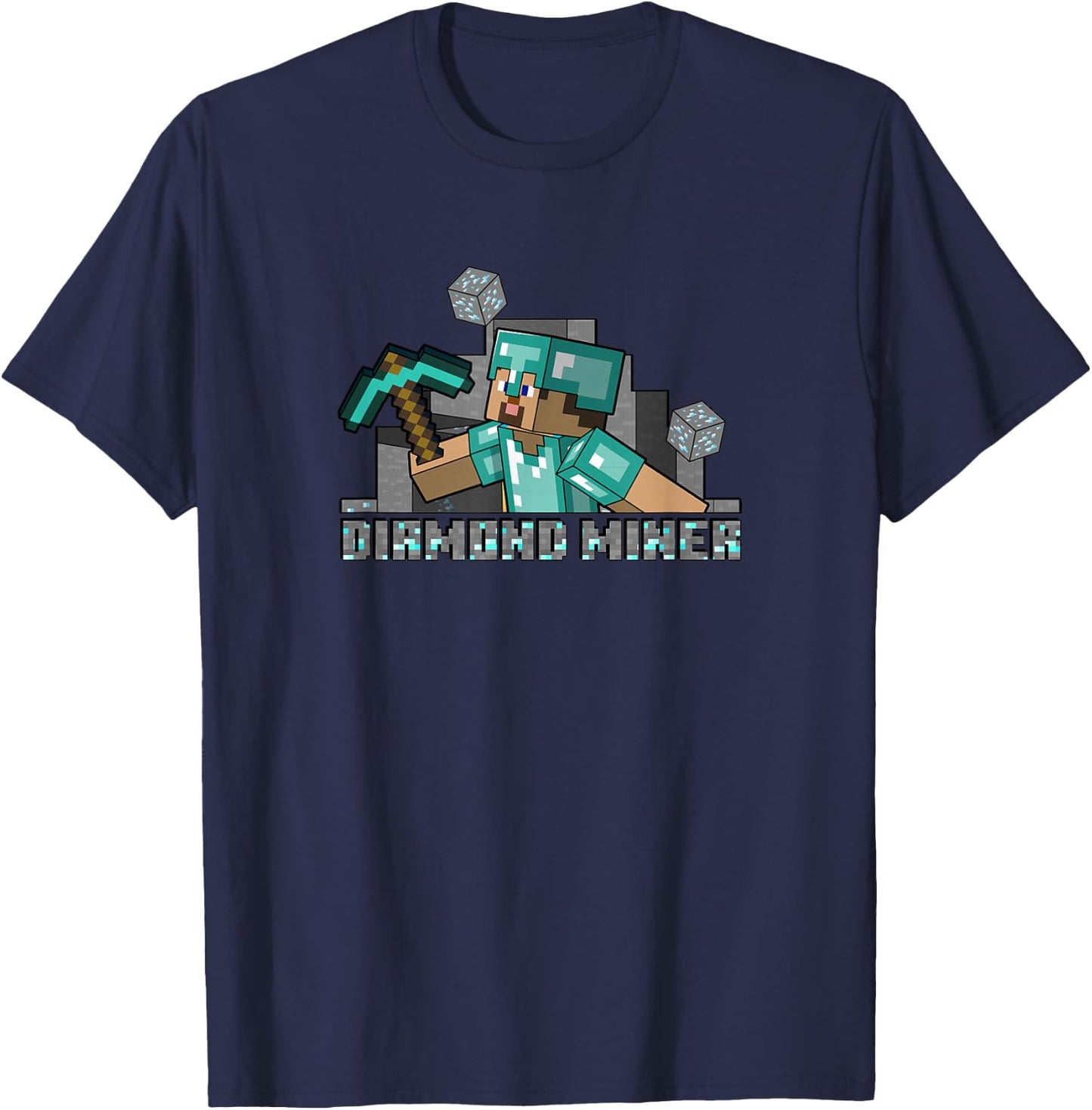 Minecraft Steve Diamond Miner T-Shirt - T-Shirt | Navy