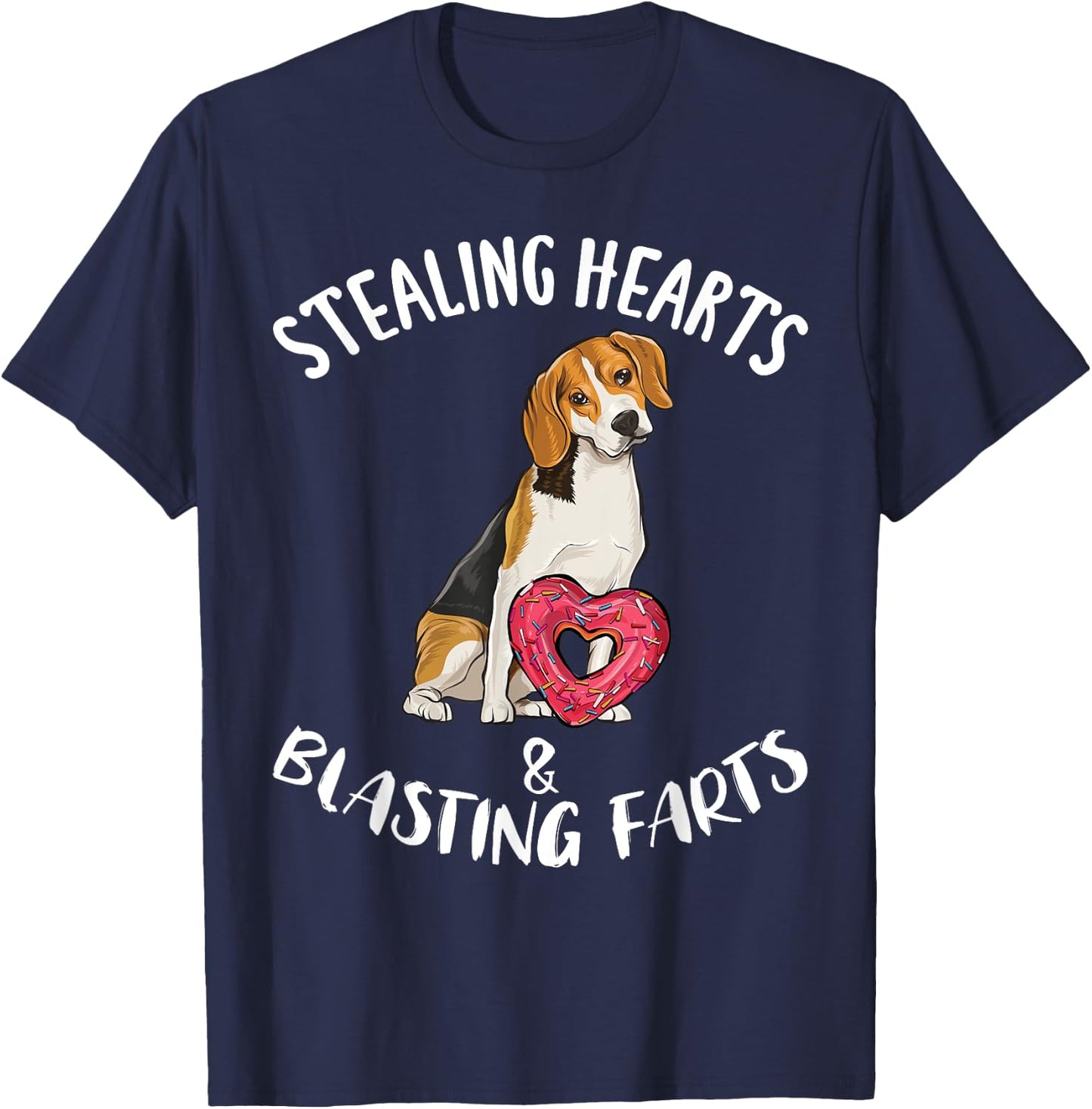 Stealing Hearts Blasting Farts Beagle Valentines Day T-Shirt - T-Shirt | Navy
