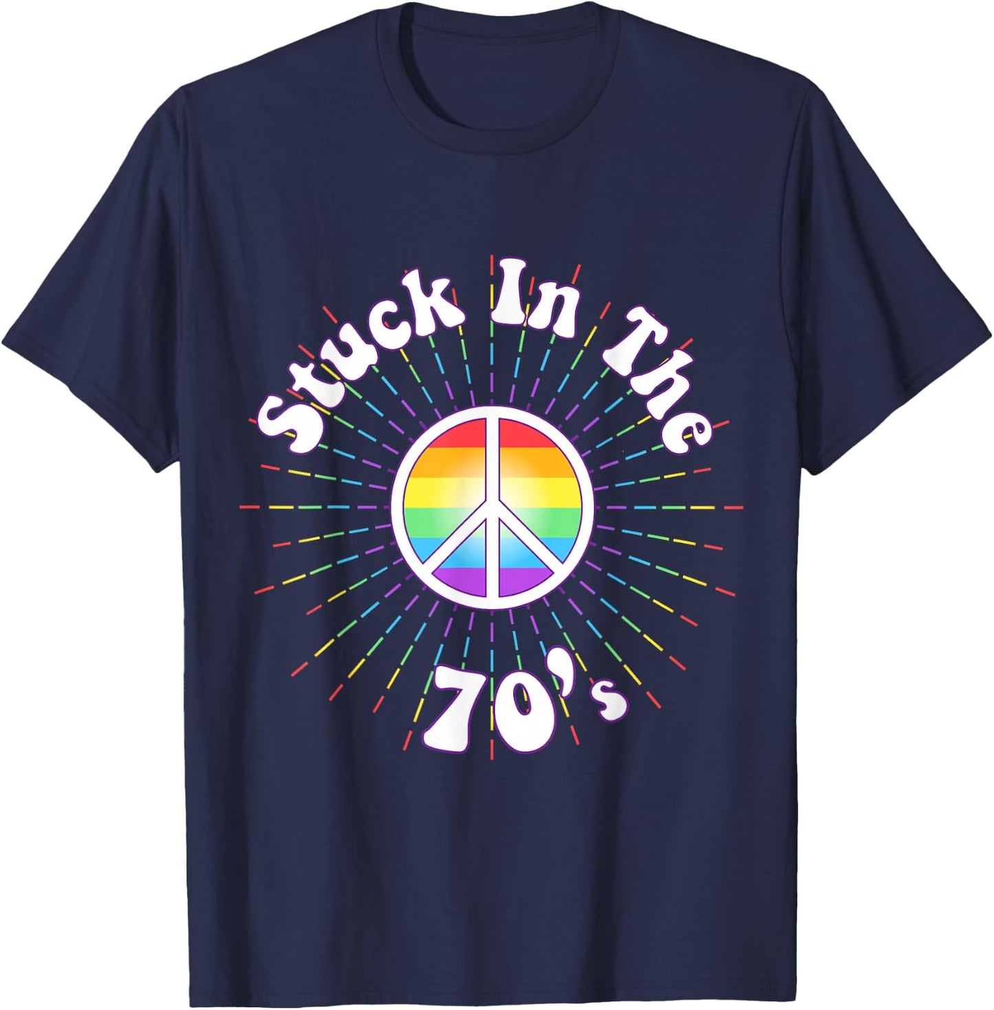 Stuck in the 70s Retro Peace Seventies Flower Power T-Shirt - T-Shirt | Navy