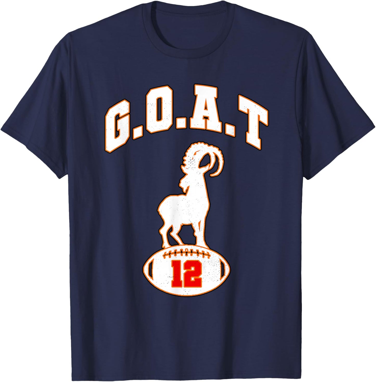 Vintage Distressed GOAT 12 Football T-Shirt - T-Shirt | Navy