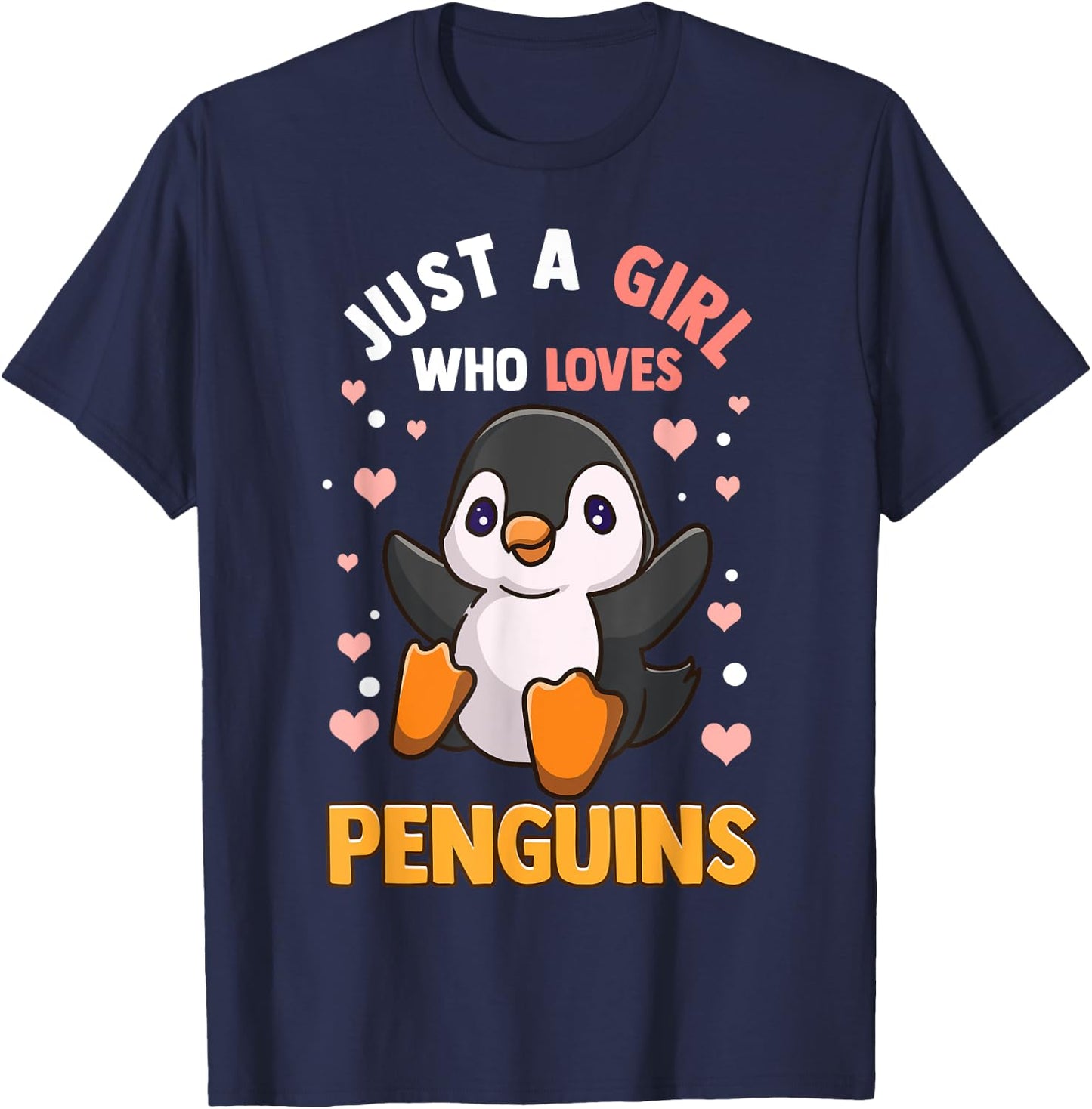 Penguin Shirt For Girls Just A Girl Who Loves Penguins T-Shirt - T-Shirt | Navy