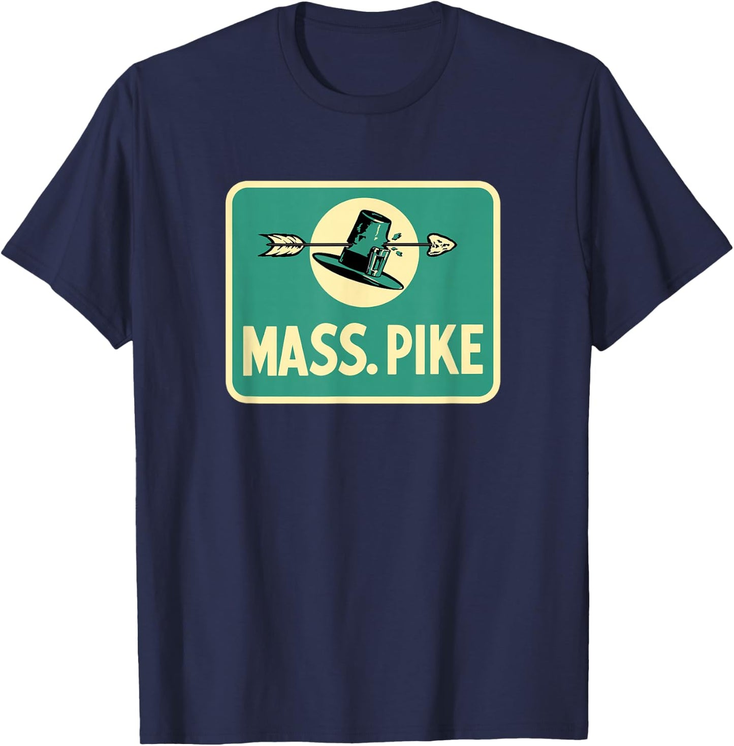 Mass Pike Road Sign Massachusetts Turnpike Route 90 T-Shirt - T-Shirt | Navy