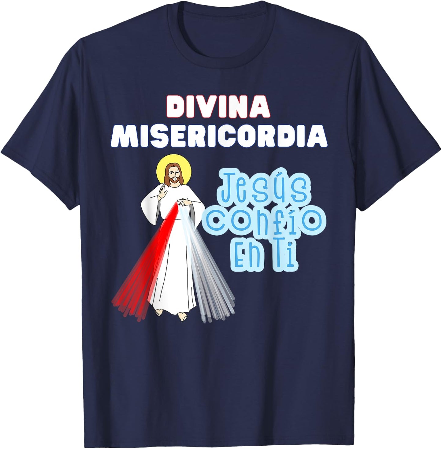 Jesús Confío En Ti Divine Mercy Spanish Catholic Kids T-Shirt - T-Shirt | Navy