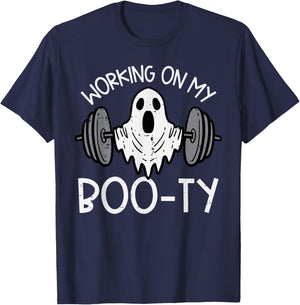 Halloween Ghost Working Booty Funny Gym Costume Men Women T-Shirt - T-Shirt | Navy
