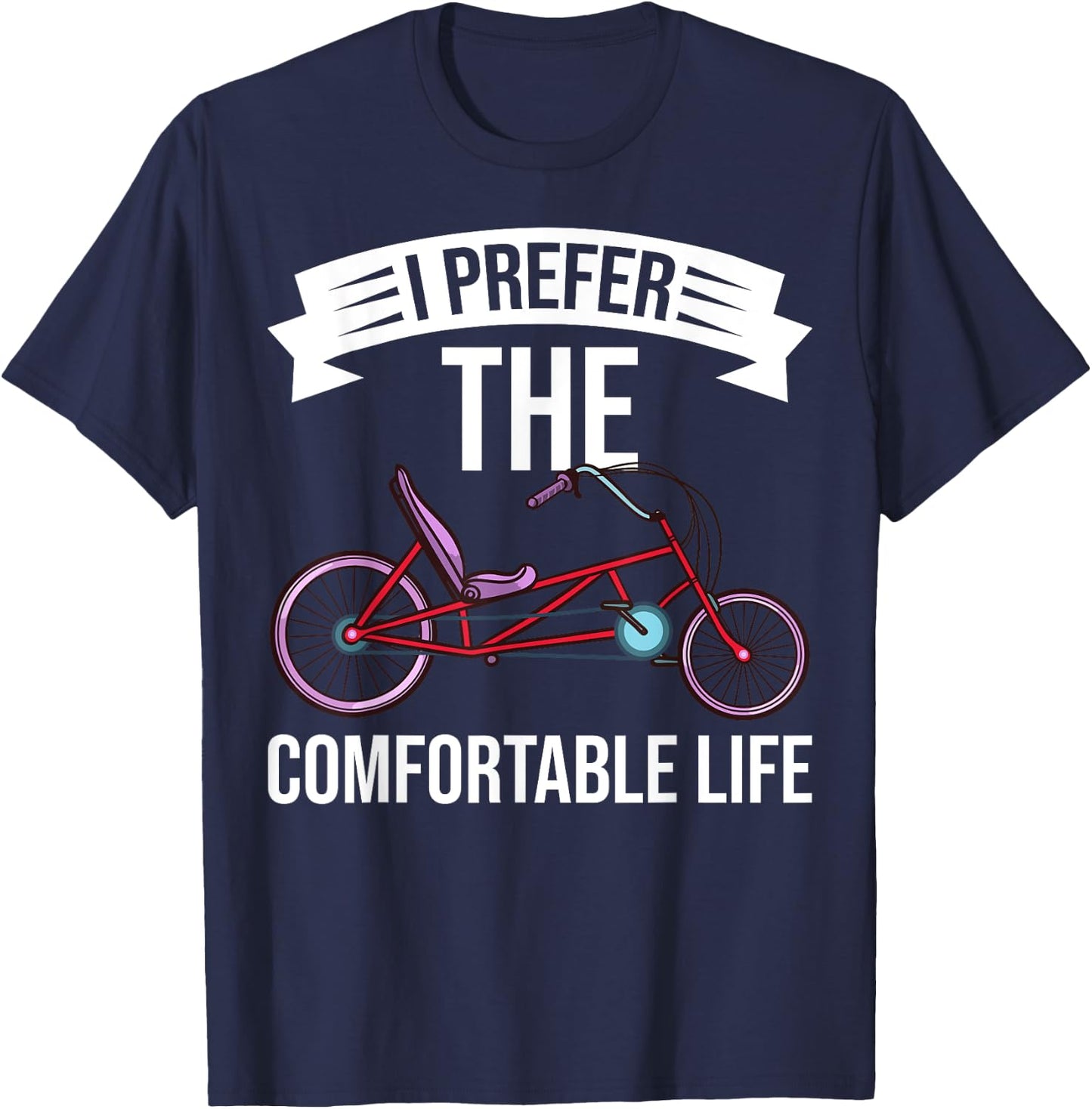 Recumbent Bike Gift Bicycle Trike Biker T-Shirt - T-Shirt | Navy