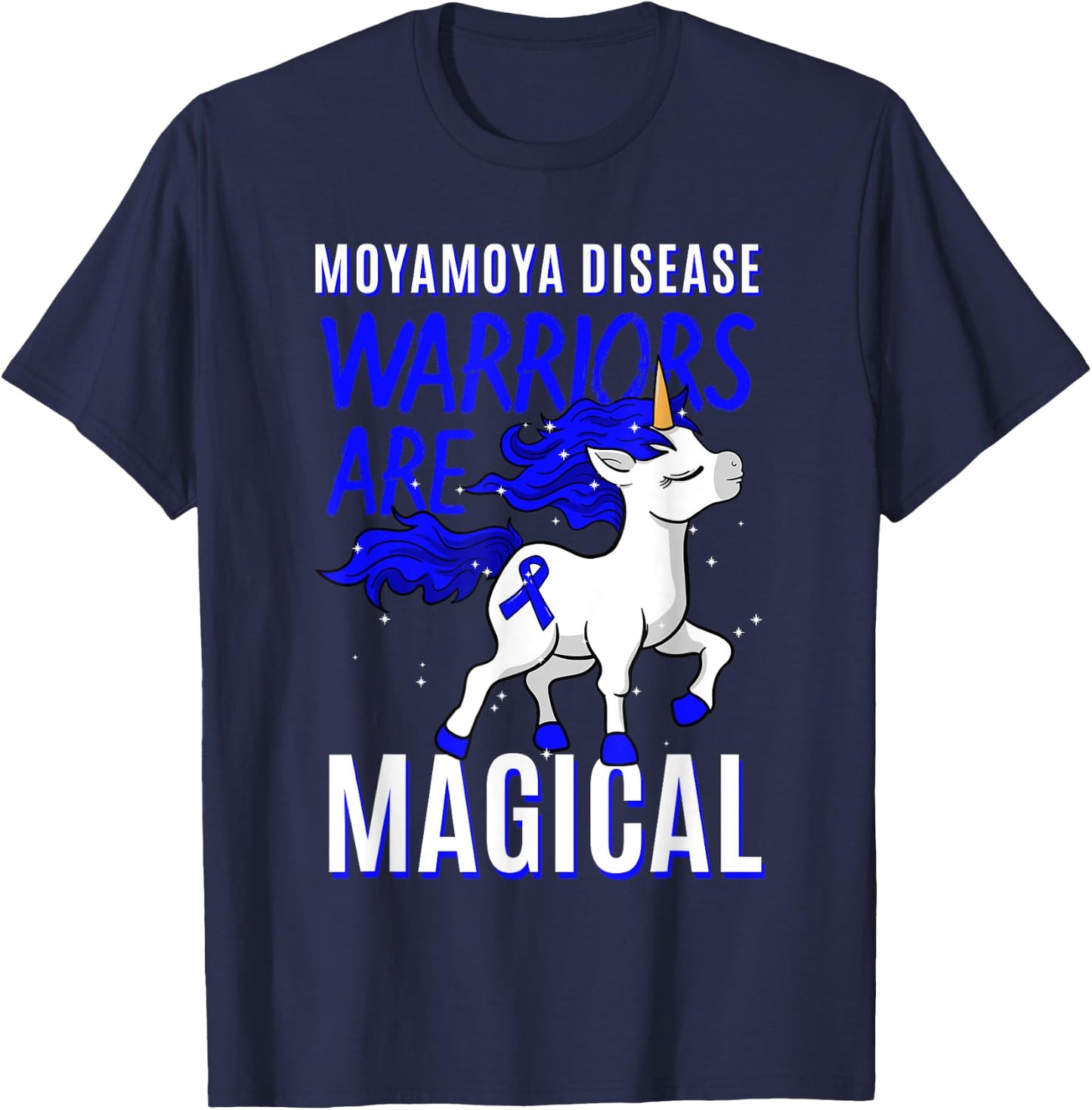 Moyamoya Disease Warrior Disorder Blood Vessel Unicorn T-Shirt - T-Shirt | Navy