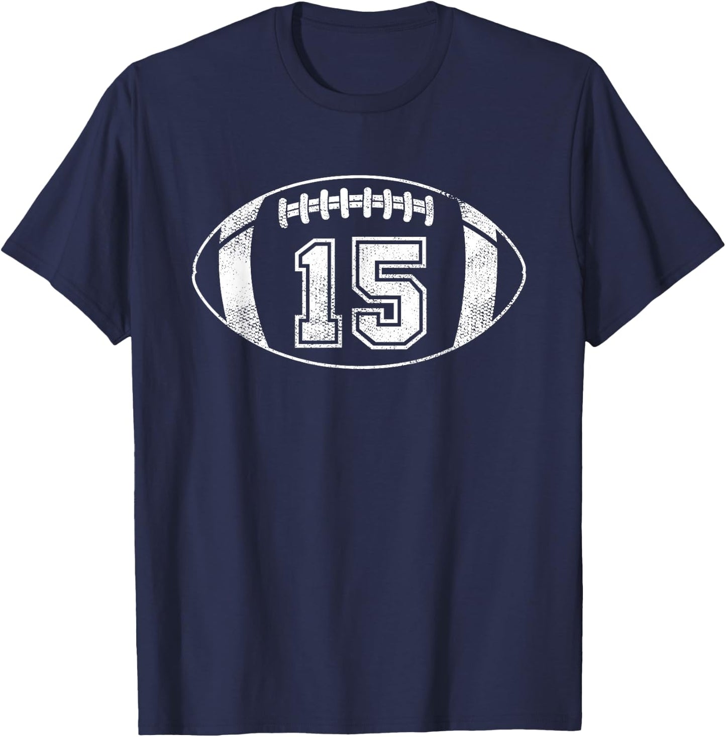 Football Player #15 Football Mom Dad Jersey 15 Varsity Team T-Shirt - T-Shirt | Navy