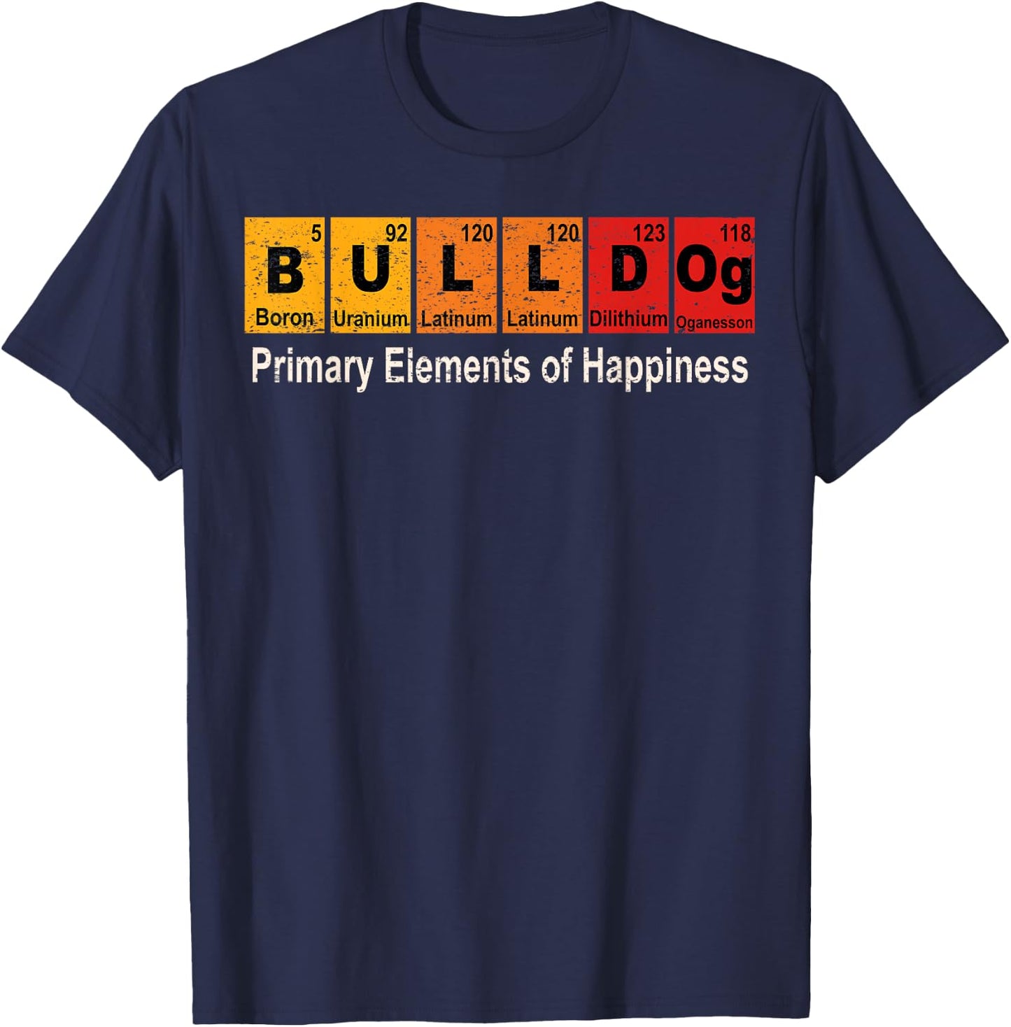Vintage Bulldog Science Teacher Funny Periodic Table Retro T-Shirt - T-Shirt | Navy